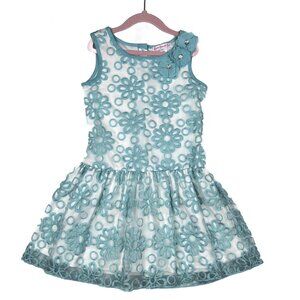 Sophia Grace and Rosie Girls' Green and White Embroidered Floral Dress Size 6X